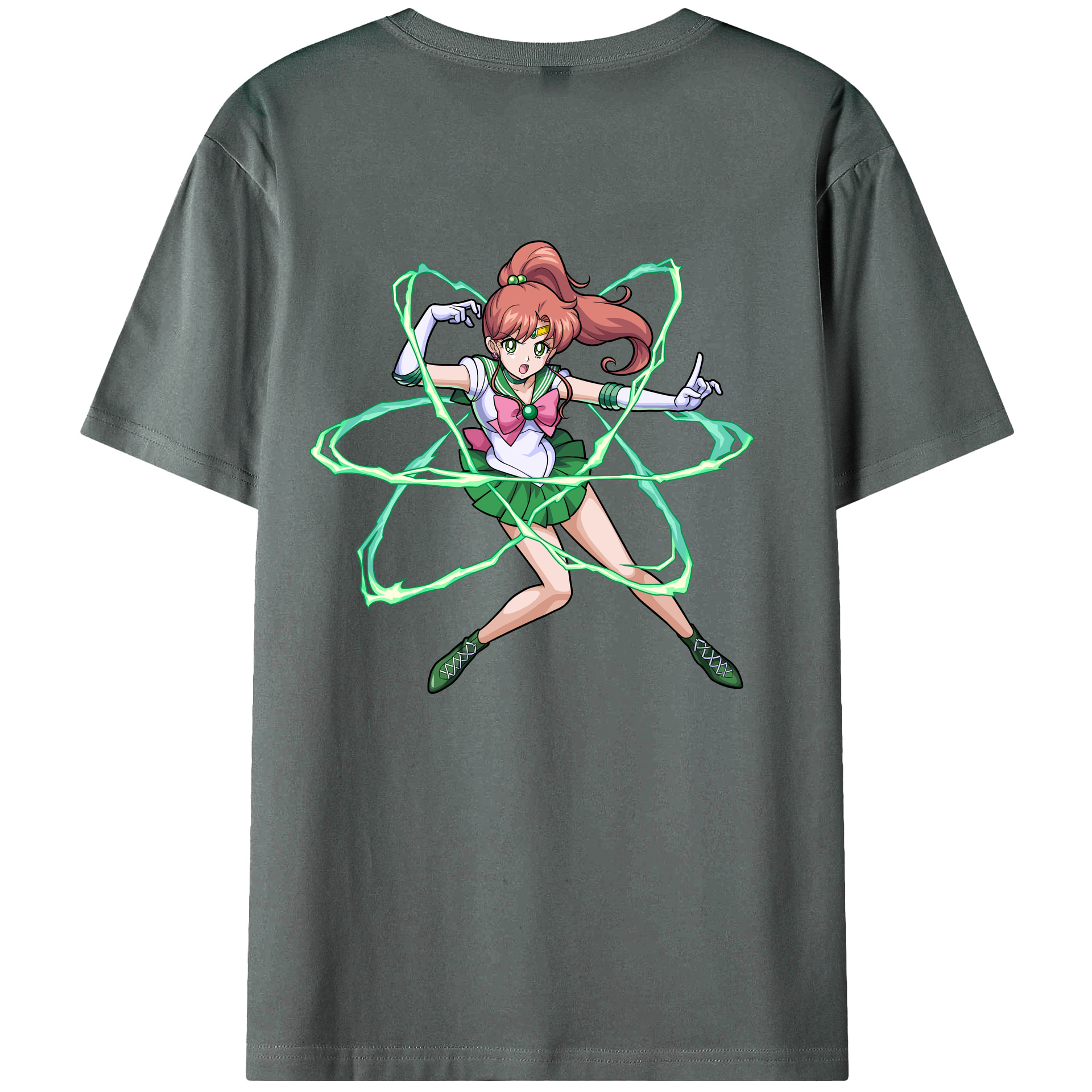 （画像用） 美少女戦士セーラームーン 木野 まこと きの まこと Sailor Moon Kino Makoto （セーラージュピター；Sailor Jupiter） 綿100％ メンズ半袖Tシャツ（バックプリント） 通気性